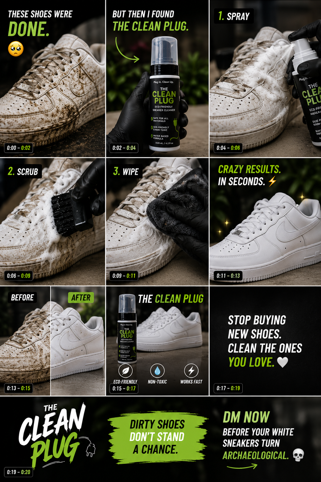 Sneaker Cleaner, Water-Based Formula, Safe for All Materials, 4.2 fl oz Kit